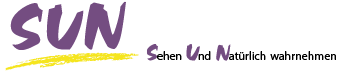 Wortzeichen-Logo für Kontaktseite: SUN-Sehen Und Natürlich Wahrnehmen, Sehanalyse, Sehtraining, Kontaktlinsen, Praxis Silke Lohrengel, Bollschweil